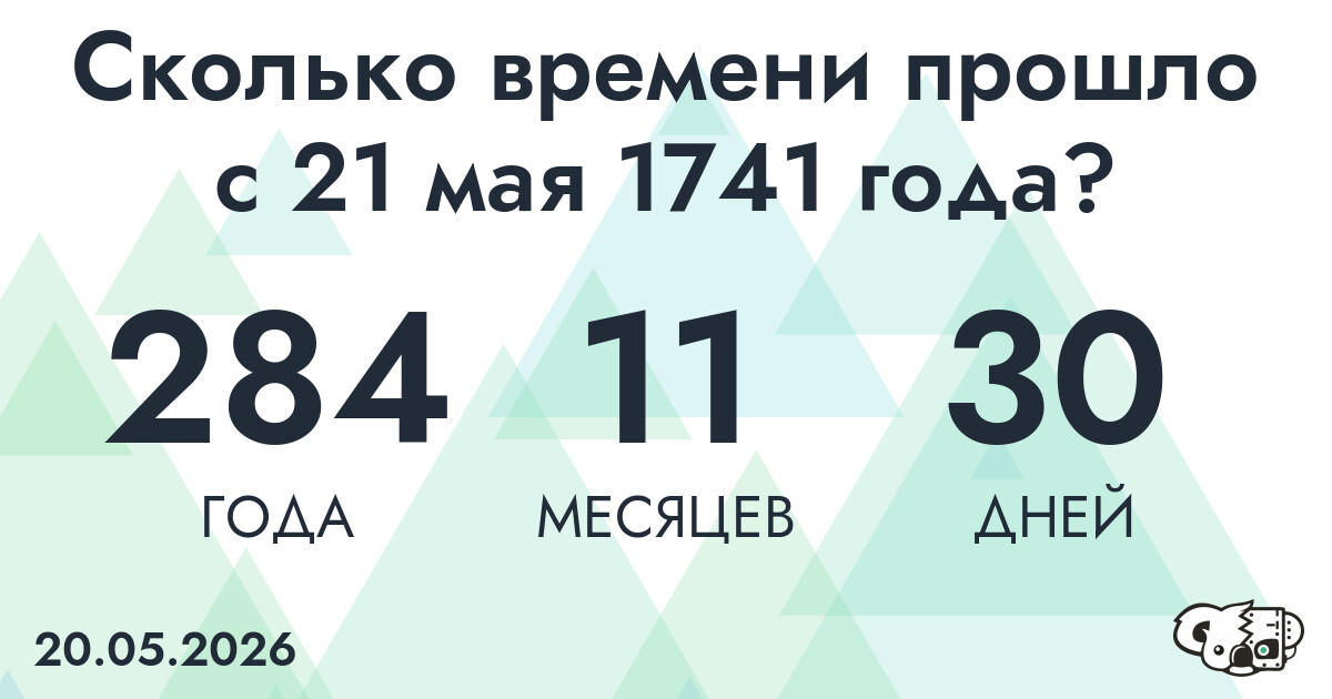 Сколько времени прошло с 21 мая 1741 года
