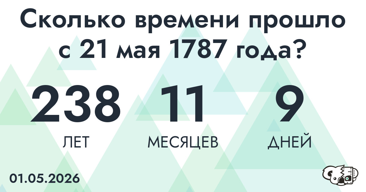 Сколько времени прошло с 21 мая 1787 года