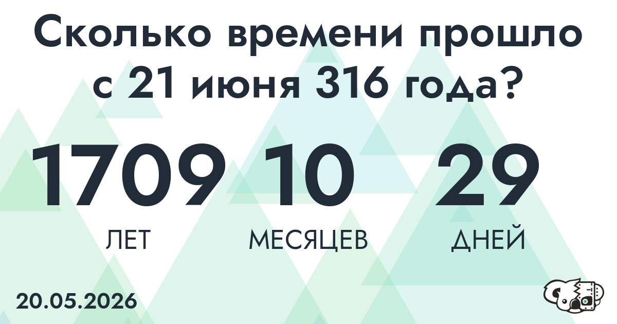 Сколько времени прошло с 21 июня 316 года