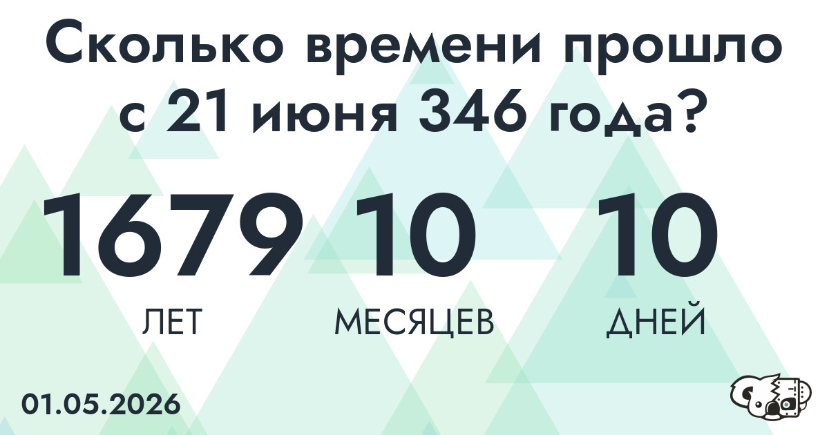 Сколько времени прошло с 21 июня 346 года