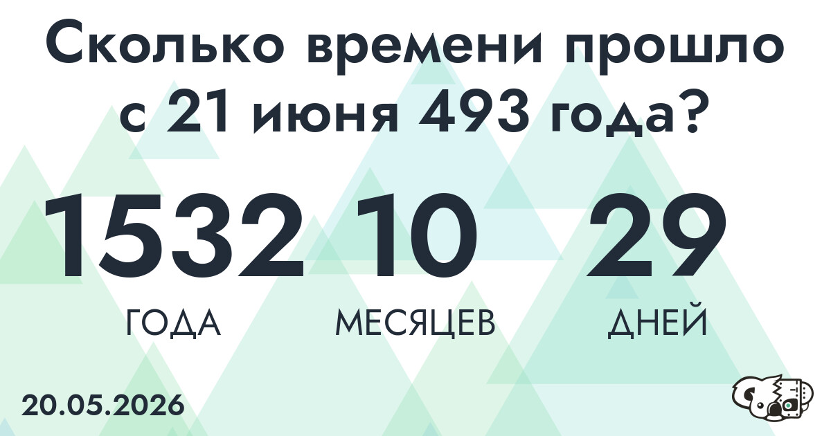 Сколько времени прошло с 21 июня 493 года