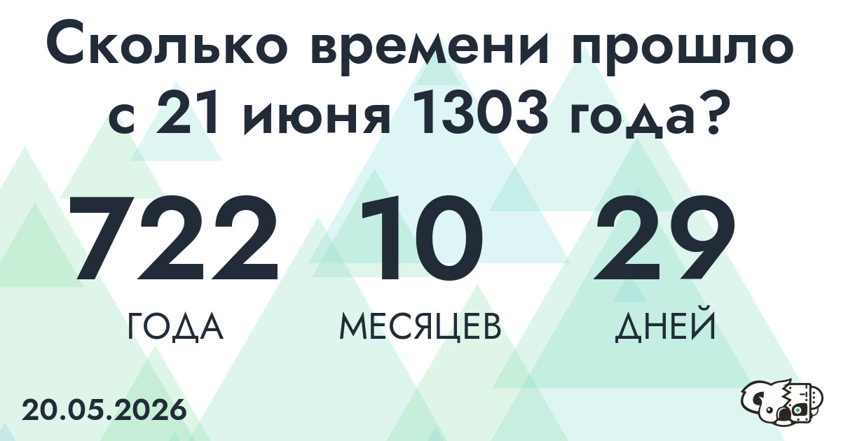 Сколько времени прошло с 21 июня 1303 года
