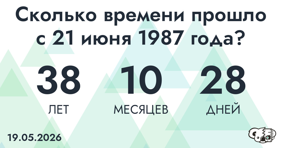 Сколько времени прошло с 21 июня 1987 года