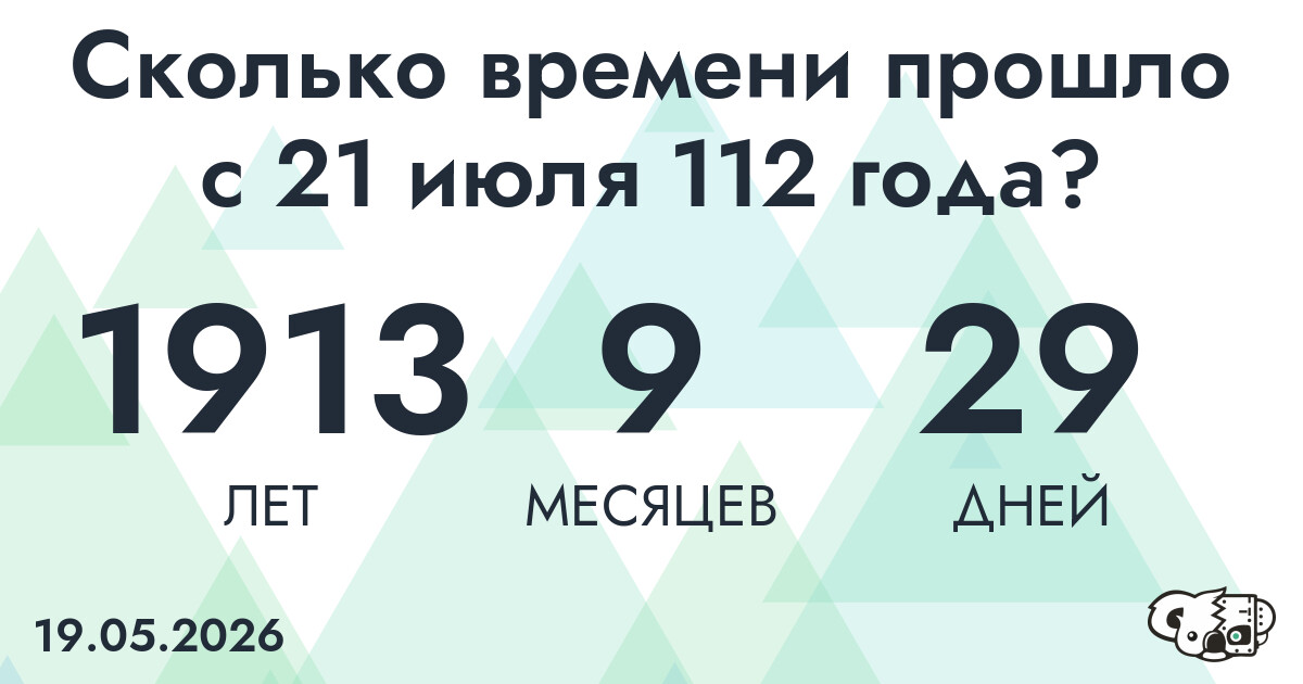 Сколько времени прошло с 21 июля 112 года
