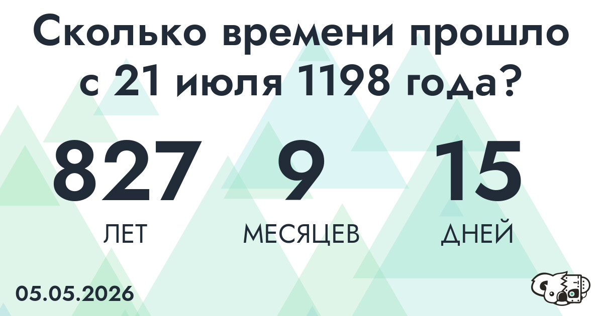 Сколько времени прошло с 21 июля 1198 года