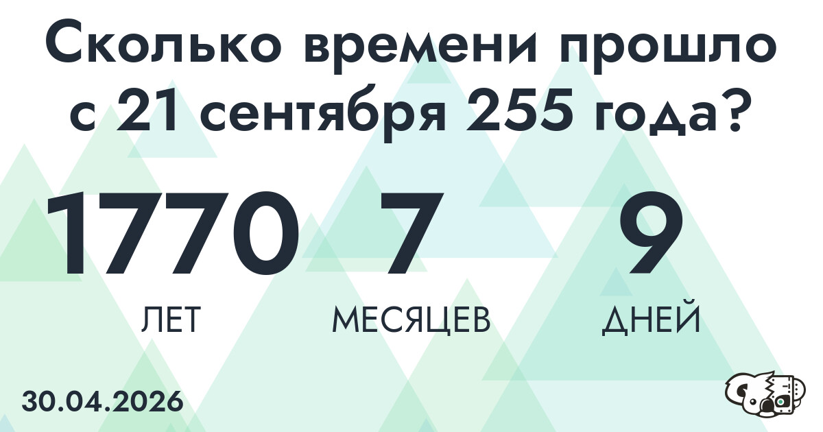 Сколько времени прошло с 21 сентября 255 года