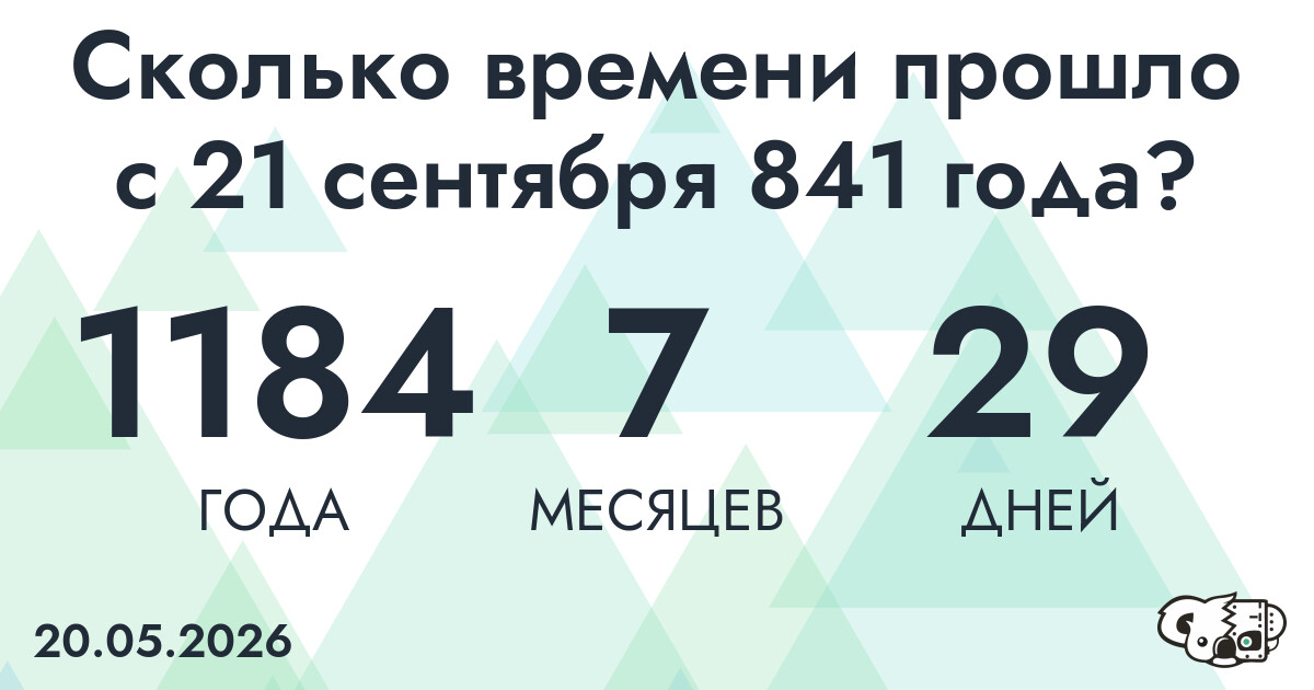 Сколько времени прошло с 21 сентября 841 года