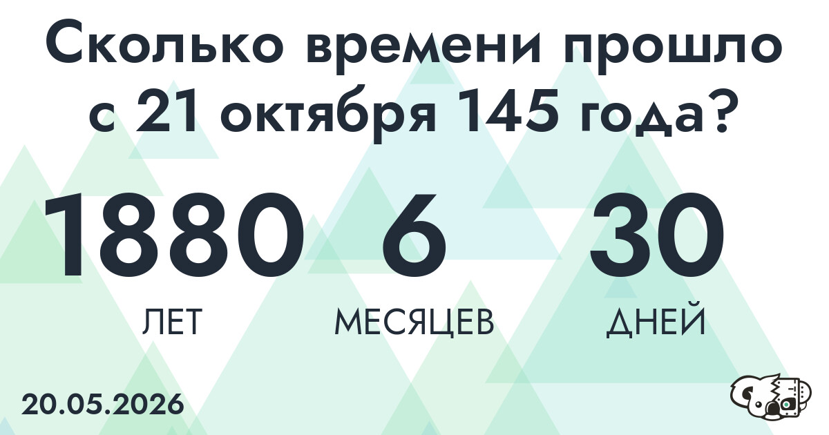 Сколько времени прошло с 21 октября 145 года