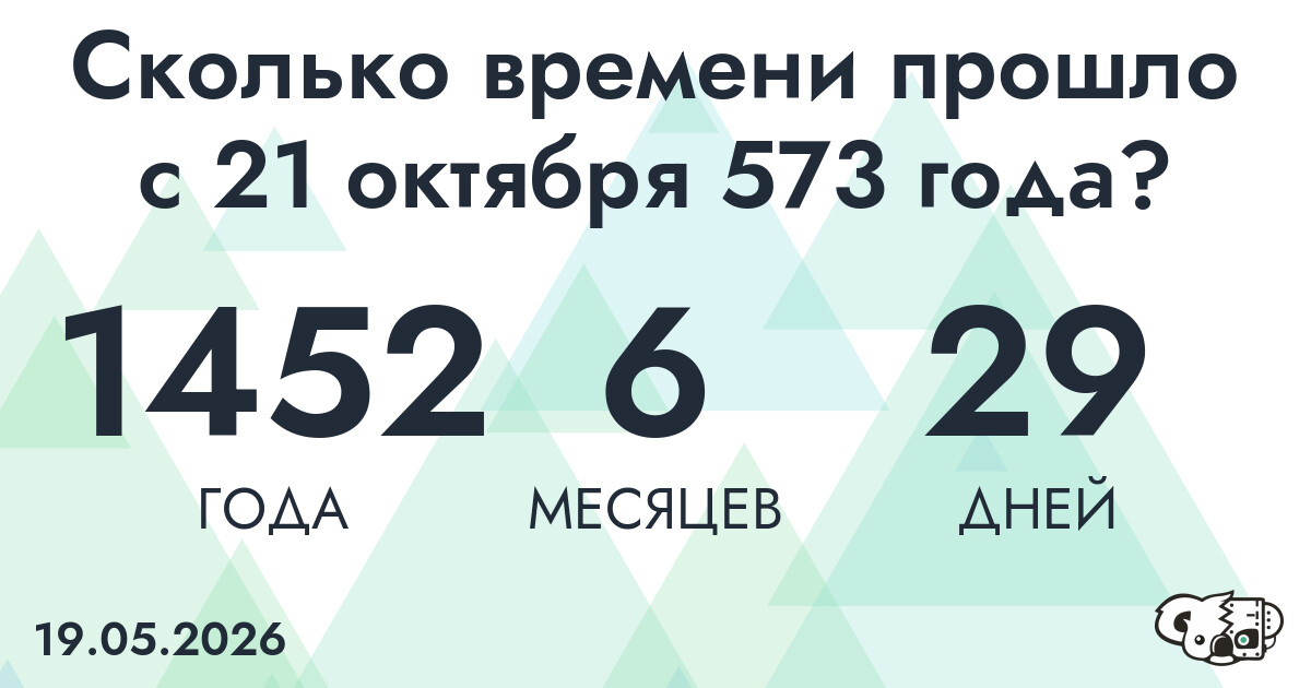Сколько времени прошло с 21 октября 573 года