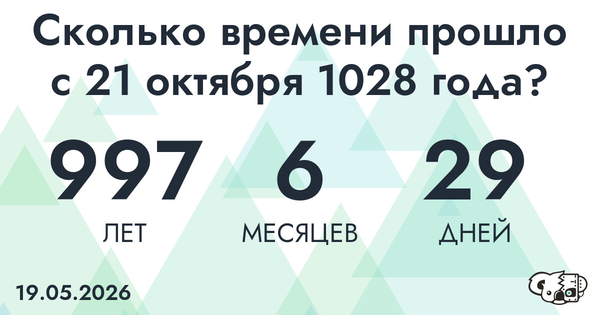 Сколько времени прошло с 21 октября 1028 года