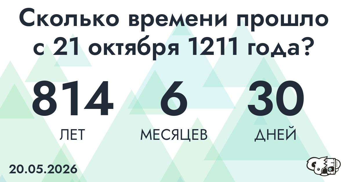 Сколько времени прошло с 21 октября 1211 года
