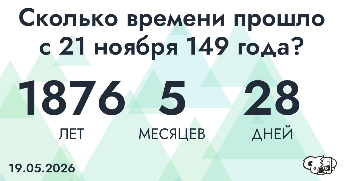 Сколько времени прошло с 21 ноября 149 года