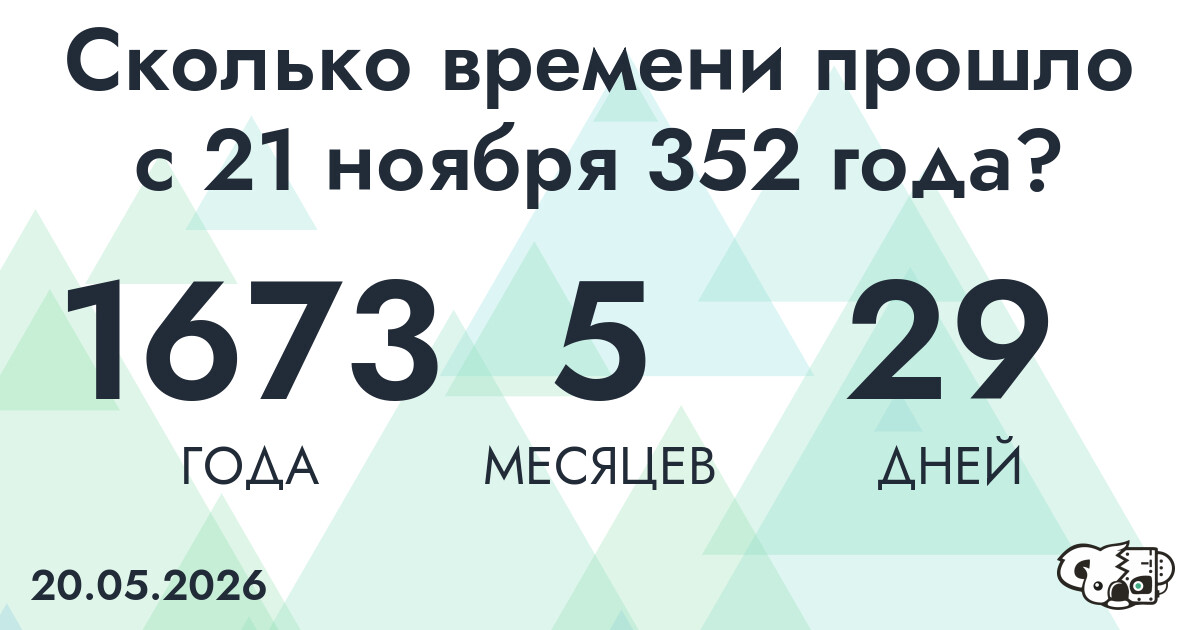 Сколько времени прошло с 21 ноября 352 года