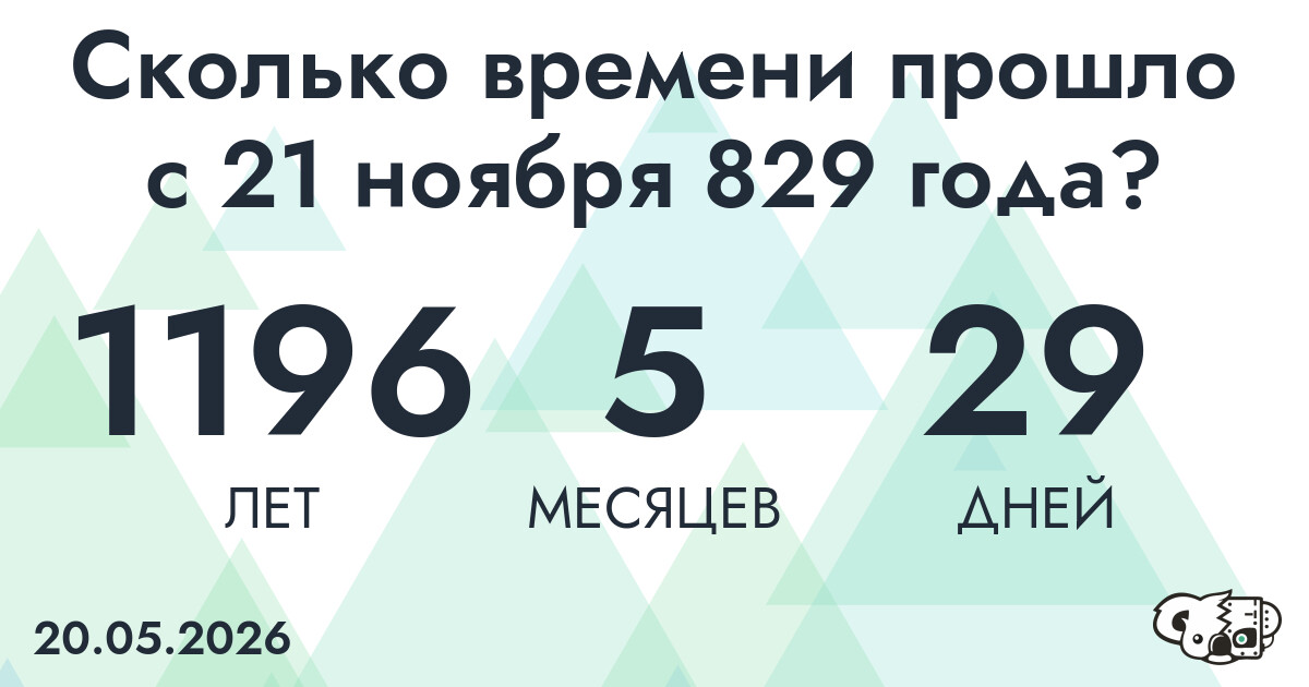 Сколько времени прошло с 21 ноября 829 года
