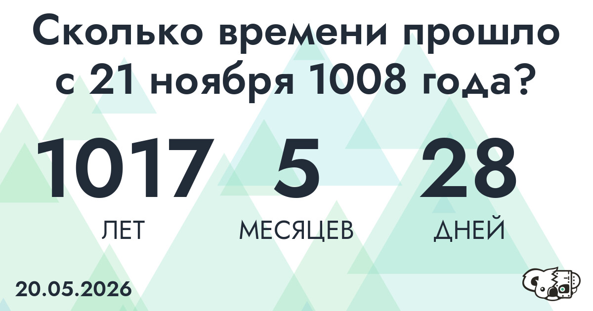 Сколько времени прошло с 21 ноября 1008 года