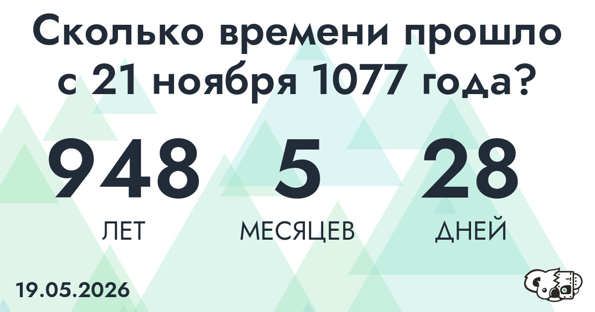 Сколько времени прошло с 21 ноября 1077 года