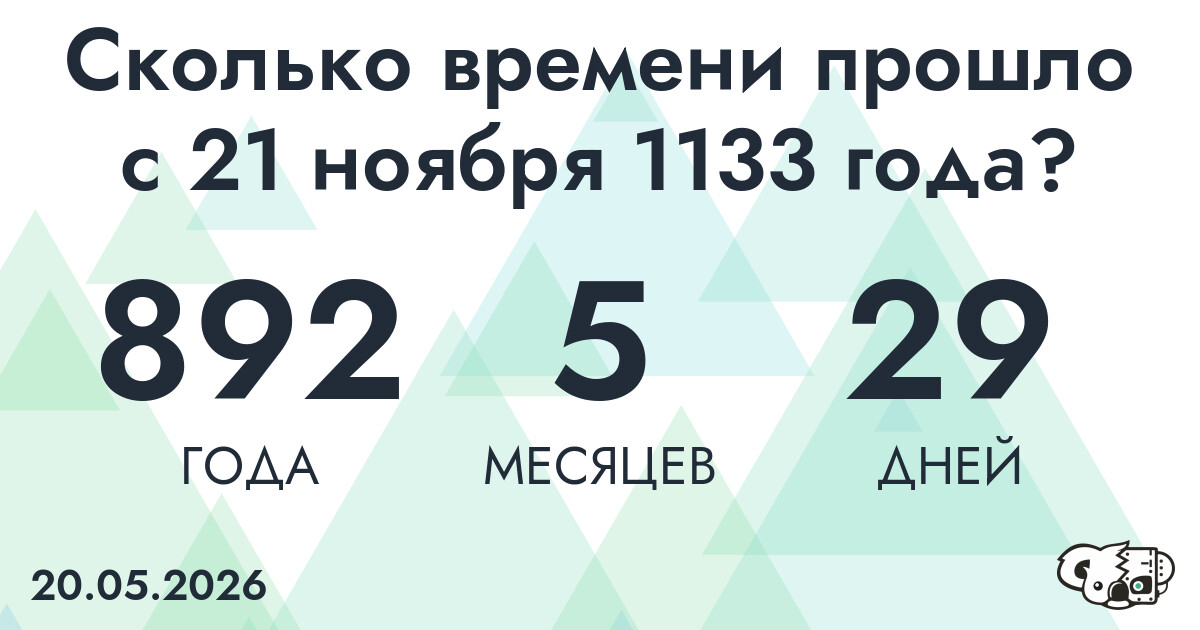 Сколько времени прошло с 21 ноября 1133 года