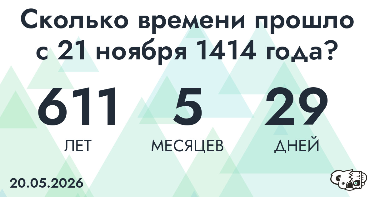 Сколько времени прошло с 21 ноября 1414 года