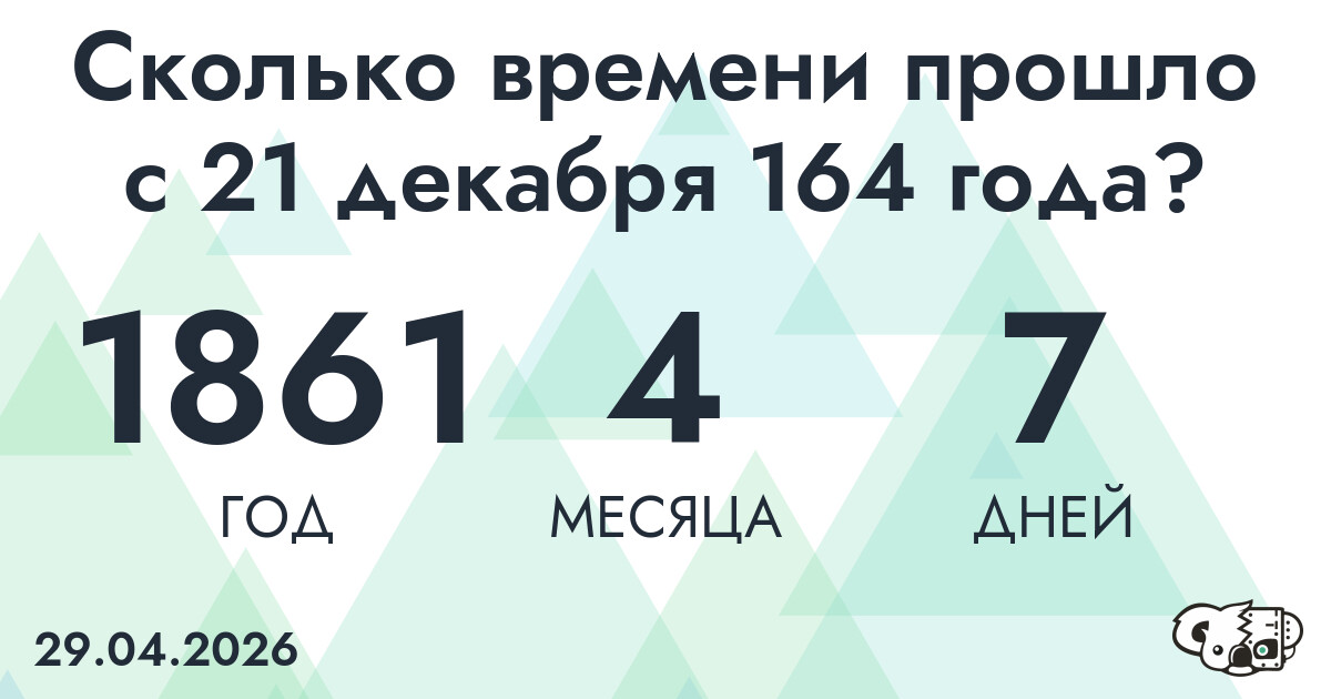 Сколько времени прошло с 21 декабря 164 года