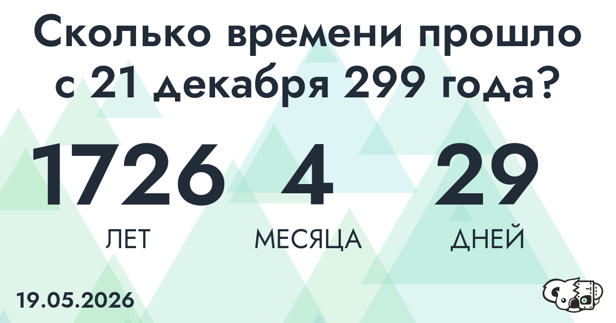 Сколько времени прошло с 21 декабря 299 года