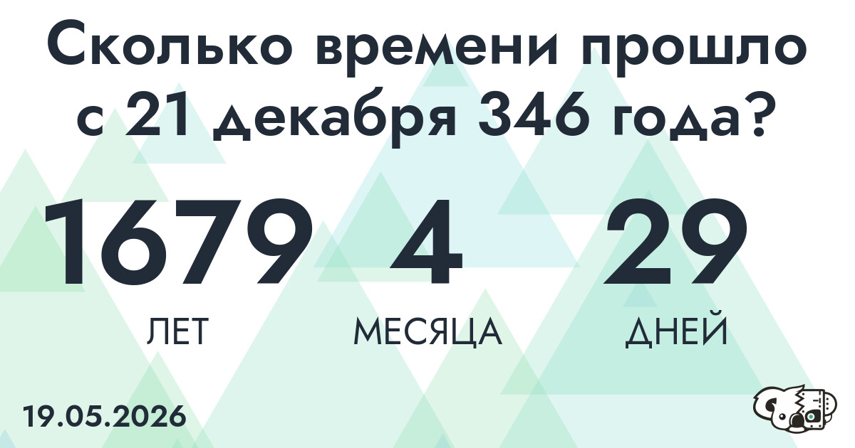 Сколько времени прошло с 21 декабря 346 года