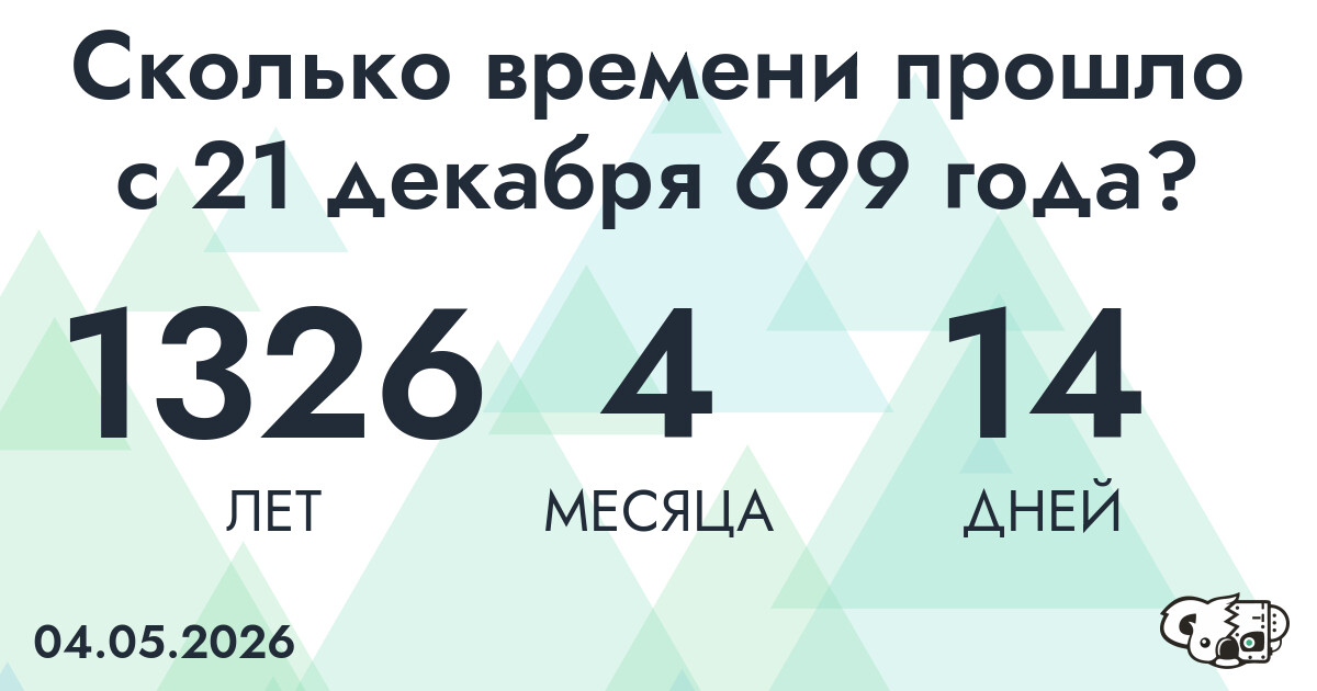 Сколько времени прошло с 21 декабря 699 года