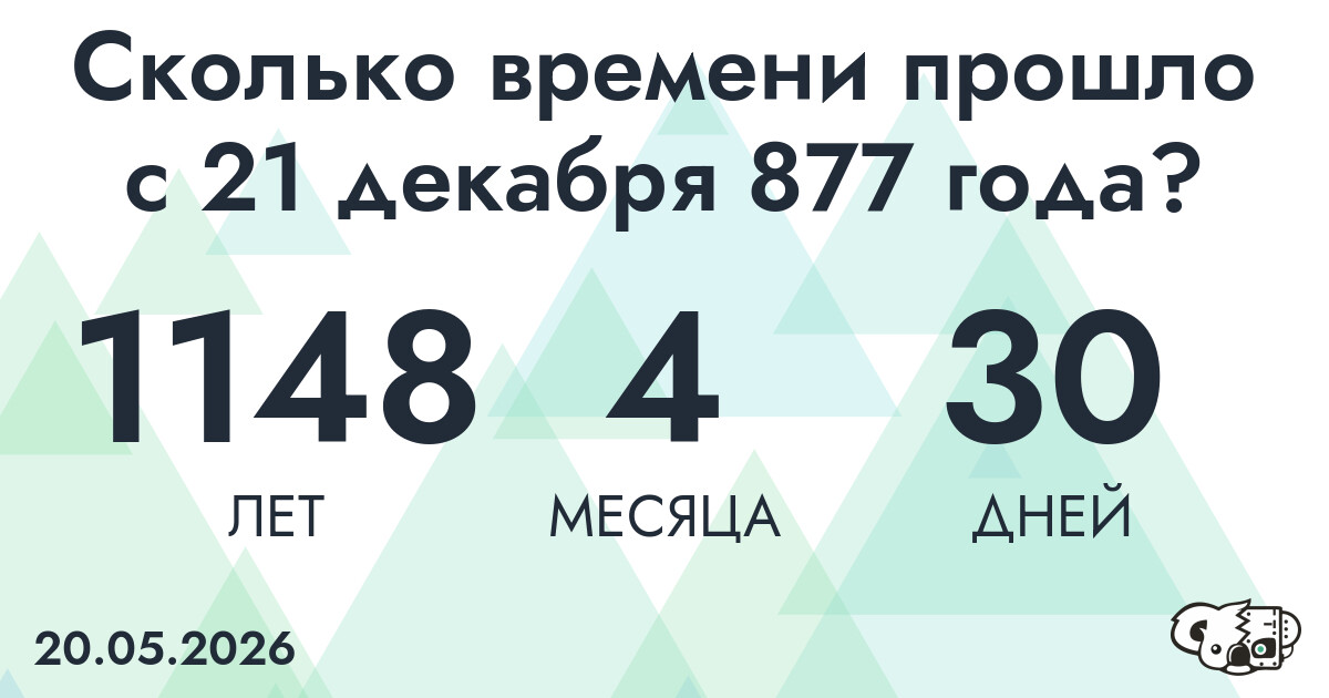 Сколько времени прошло с 21 декабря 877 года