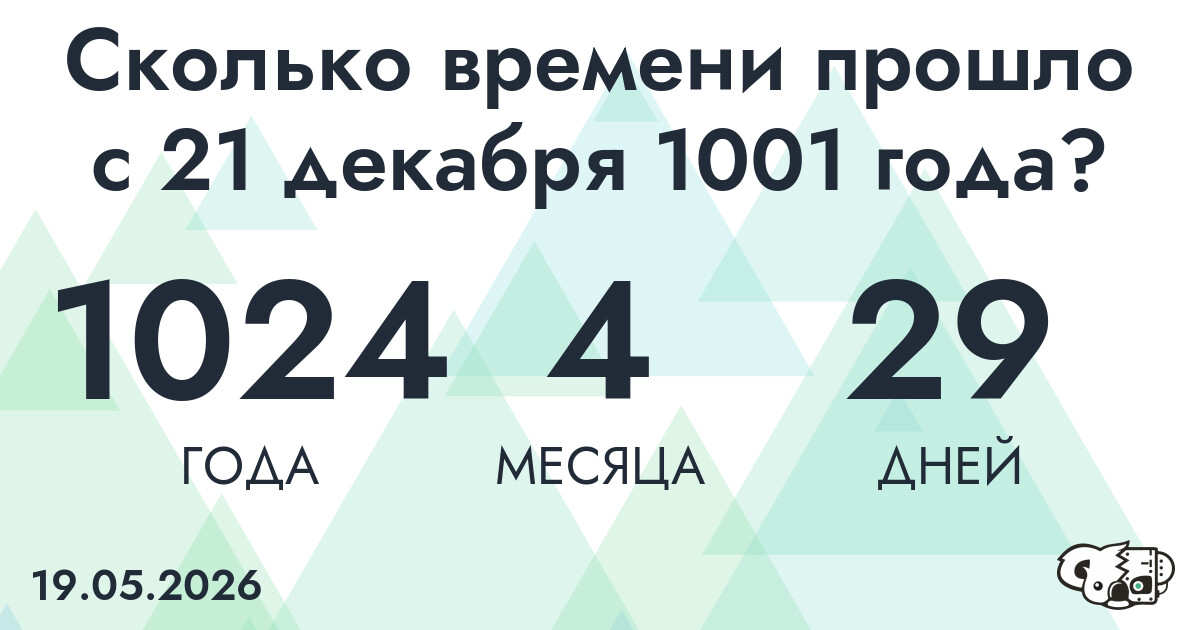Сколько времени прошло с 21 декабря 1001 года