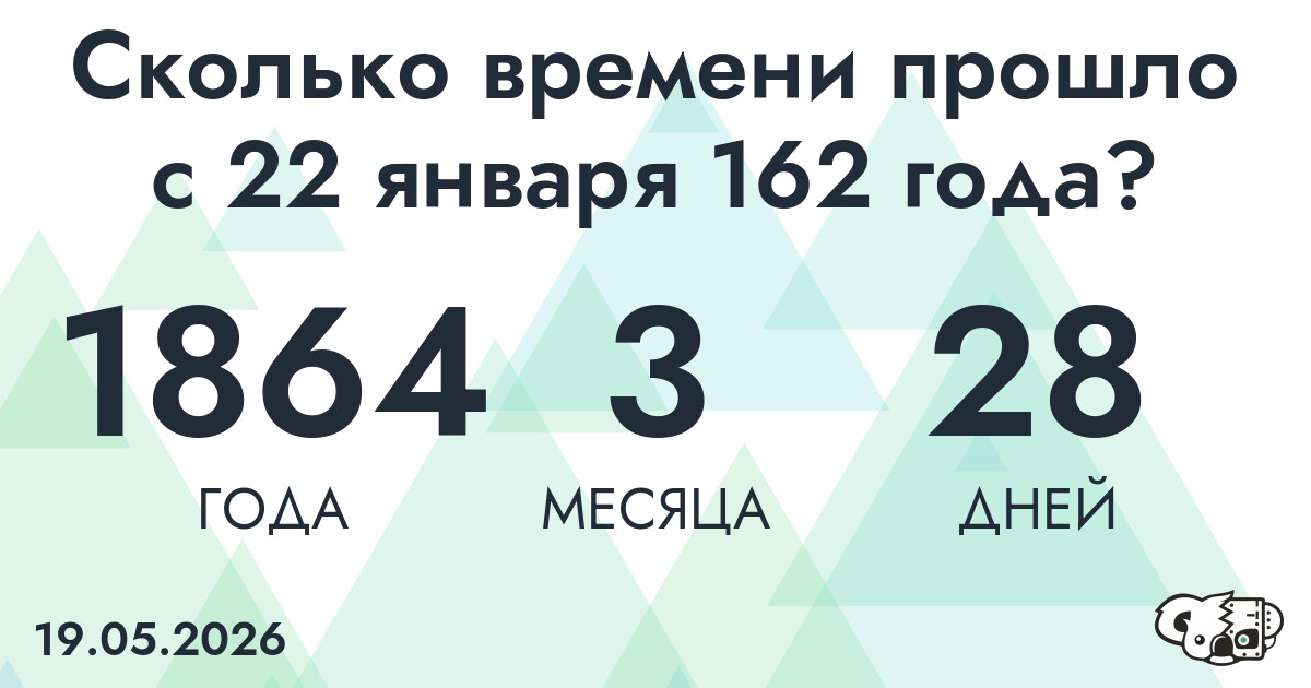 Сколько времени прошло с 22 января 162 года