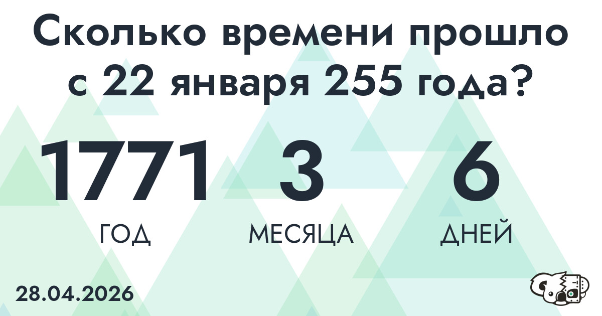 Сколько времени прошло с 22 января 255 года