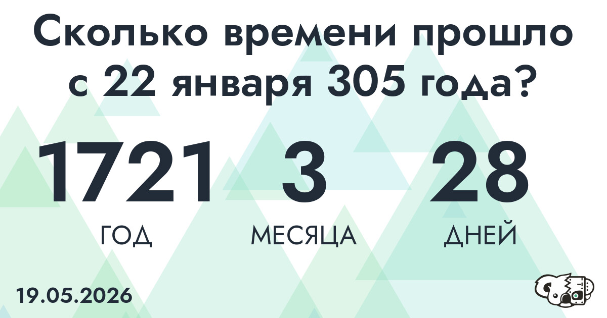 Сколько времени прошло с 22 января 305 года