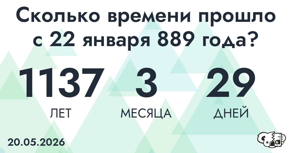 Сколько времени прошло с 22 января 889 года