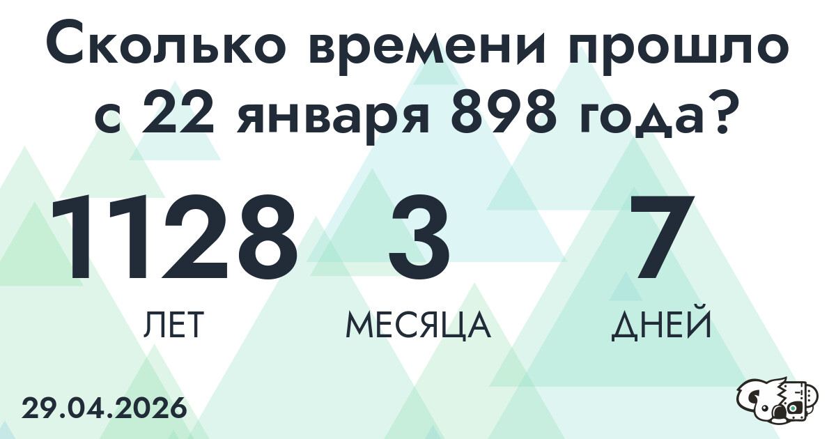 Сколько времени прошло с 22 января 898 года