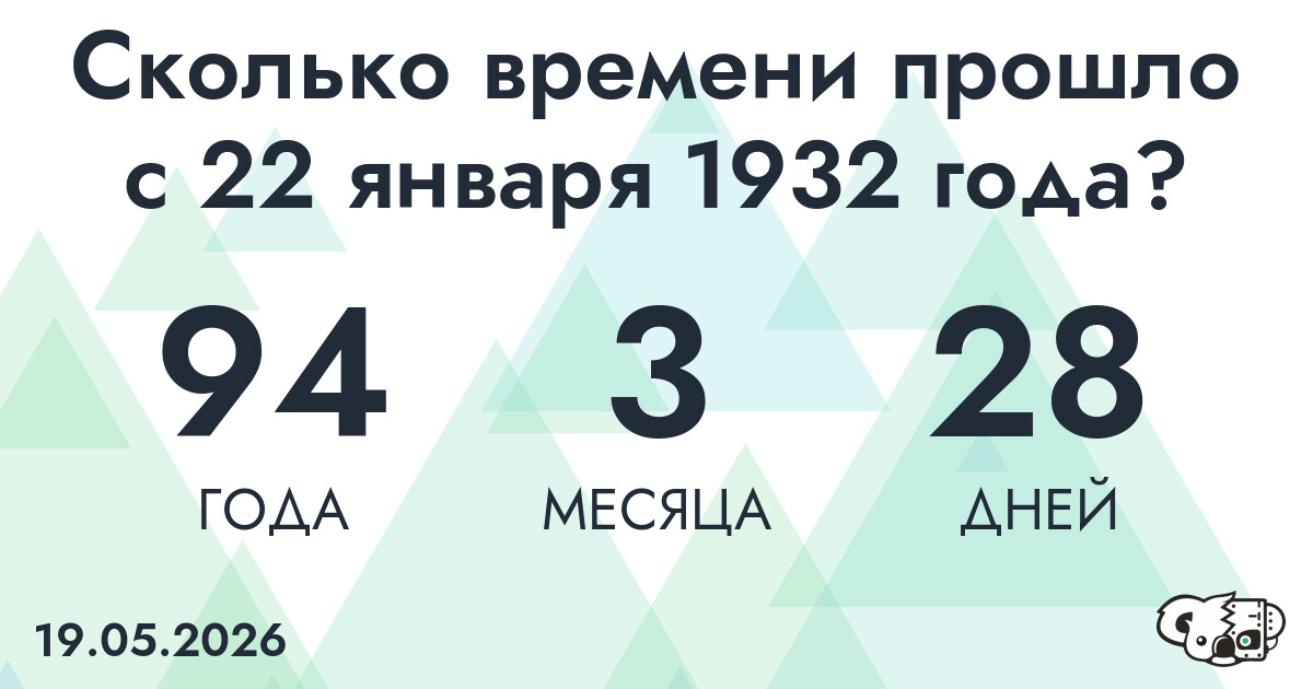 Сколько времени прошло с 22 января 1932 года