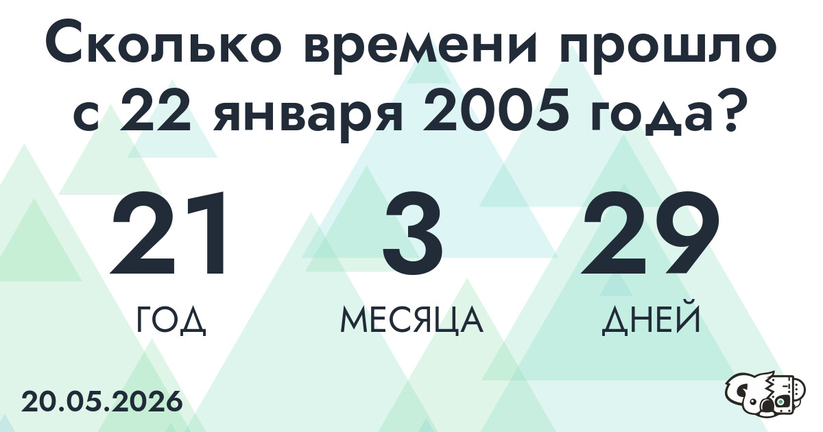 Сколько времени прошло с 22 января 2005 года