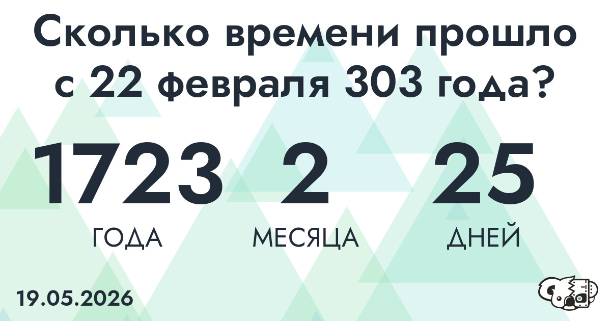 Сколько времени прошло с 22 февраля 303 года
