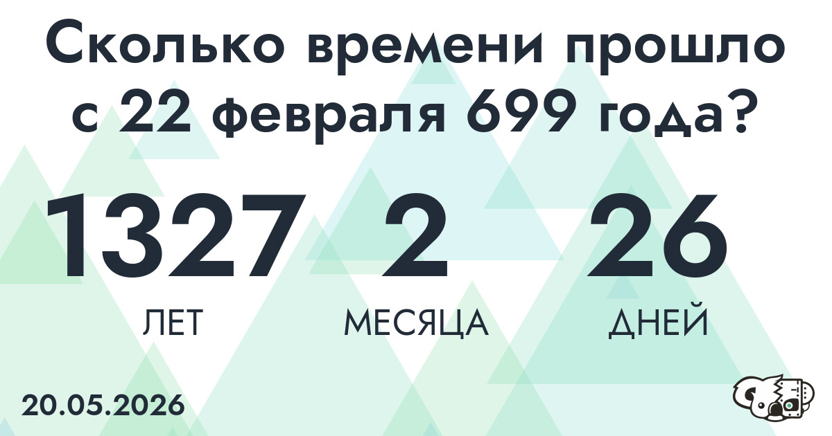 Сколько времени прошло с 22 февраля 699 года