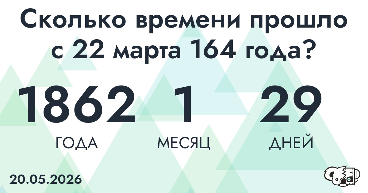 Сколько времени прошло с 22 марта 164 года