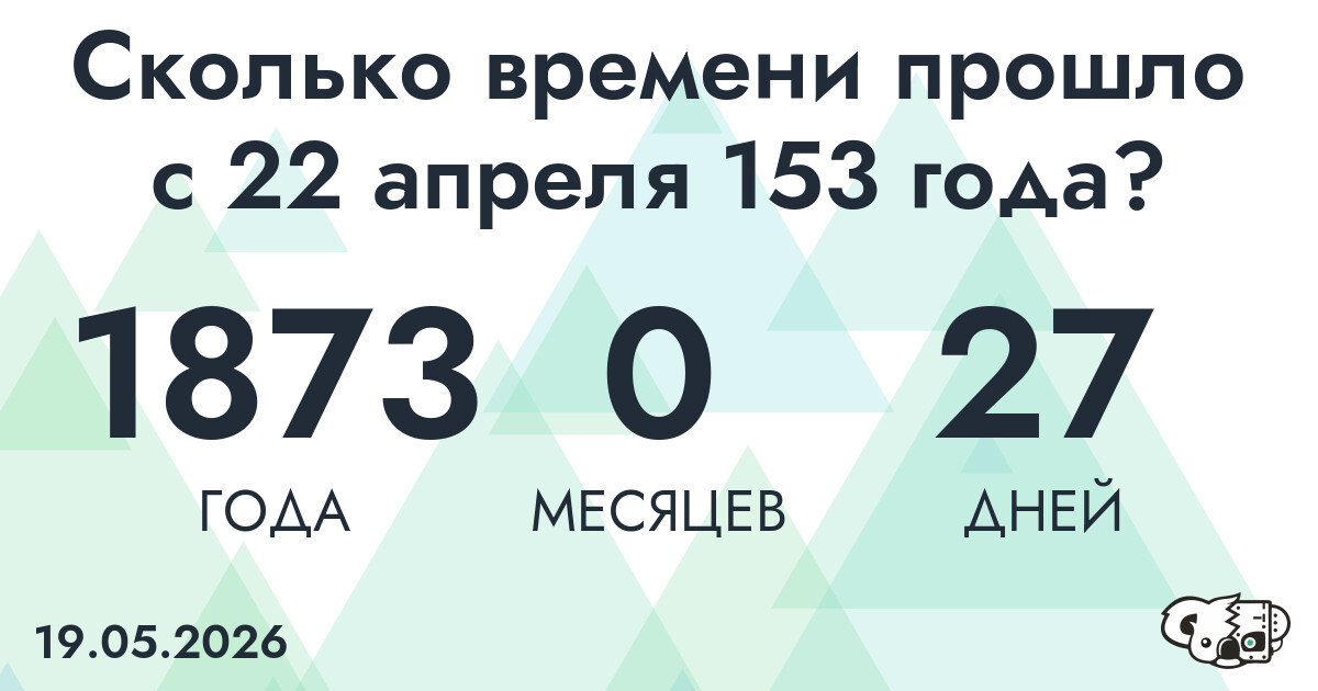 Сколько времени прошло с 22 апреля 153 года