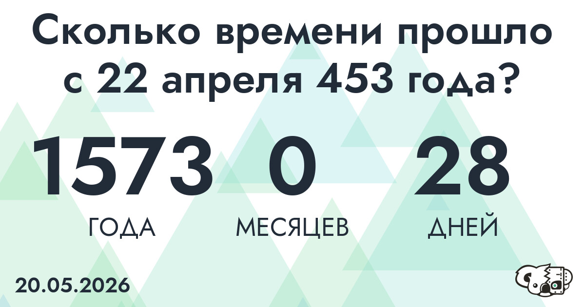 Сколько времени прошло с 22 апреля 453 года
