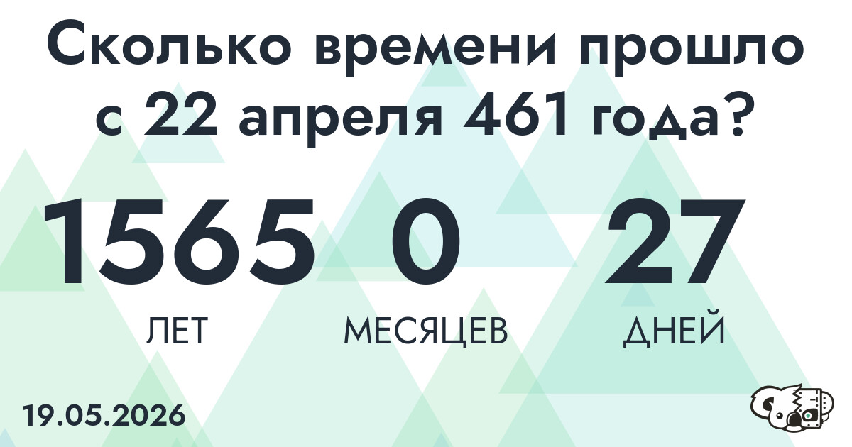 Сколько времени прошло с 22 апреля 461 года
