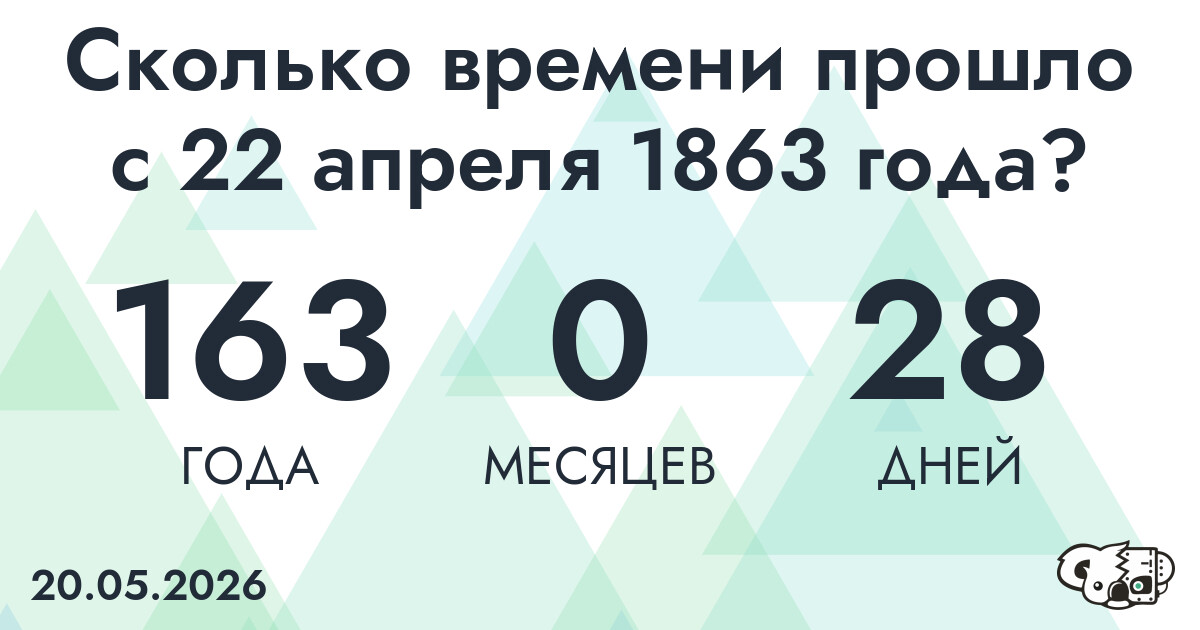 Сколько времени прошло с 22 апреля 1863 года