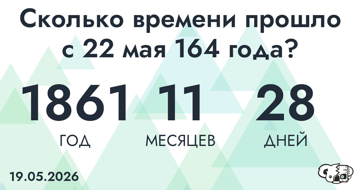 Сколько времени прошло с 22 мая 164 года