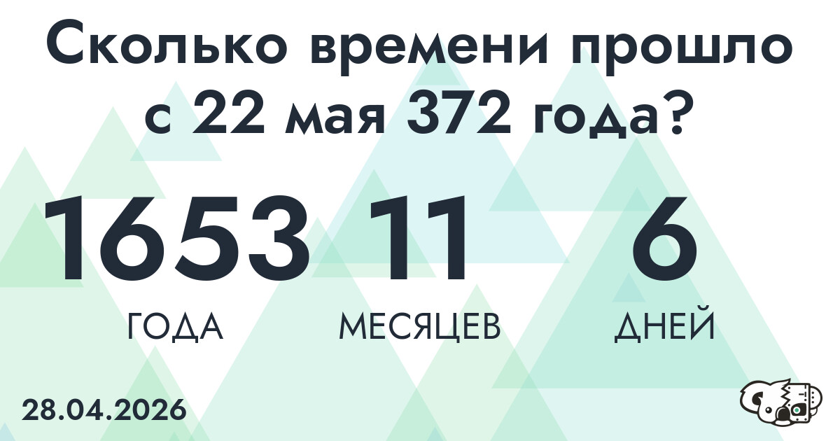 Сколько времени прошло с 22 мая 372 года