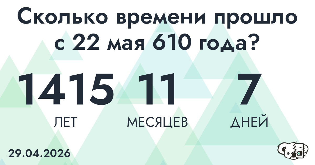 Сколько времени прошло с 22 мая 610 года