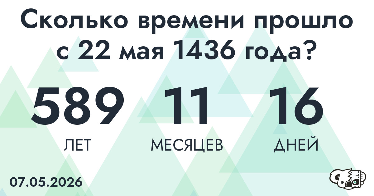 Сколько времени прошло с 22 мая 1436 года