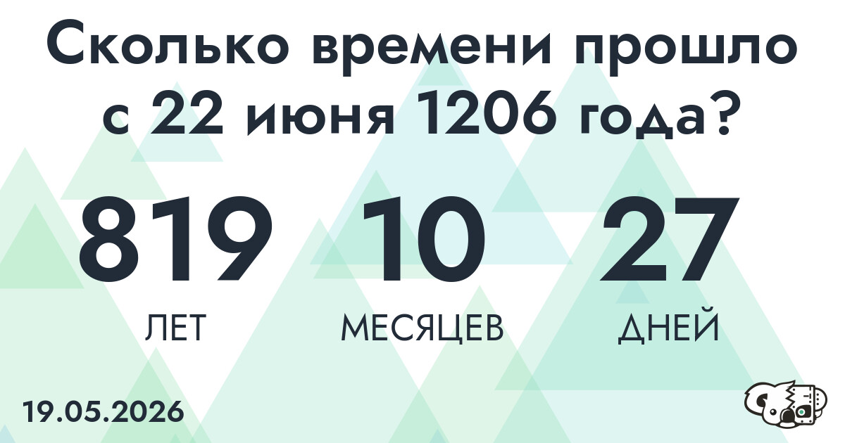 Сколько времени прошло с 22 июня 1206 года