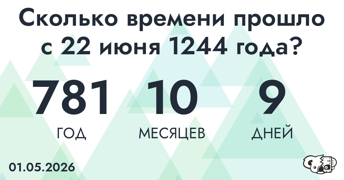 Сколько времени прошло с 22 июня 1244 года