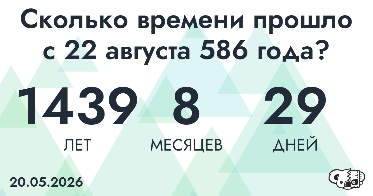 Сколько времени прошло с 22 августа 586 года