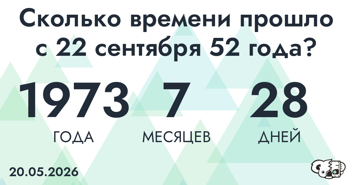 Сколько времени прошло с 22 сентября 52 года